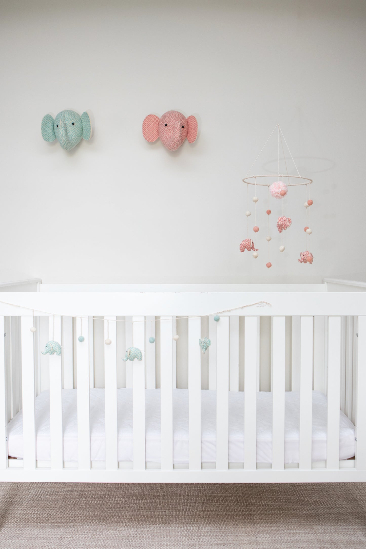 Printed Blue Elephant Felt Garland