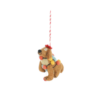 Christmas Dog with Garland Hanging Decoration