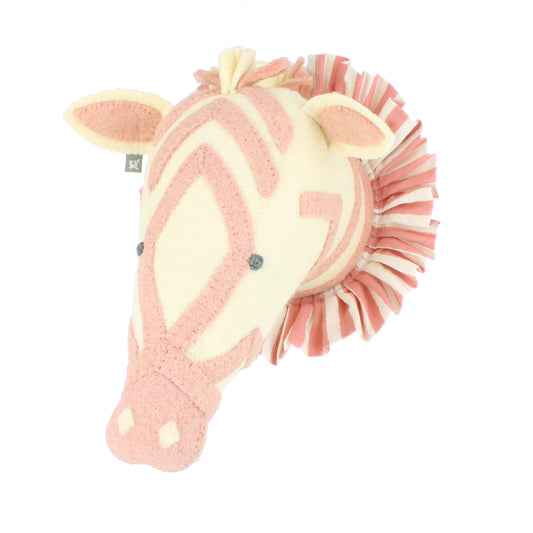 Zebra with Vintage Ruff Head Mini - Pink