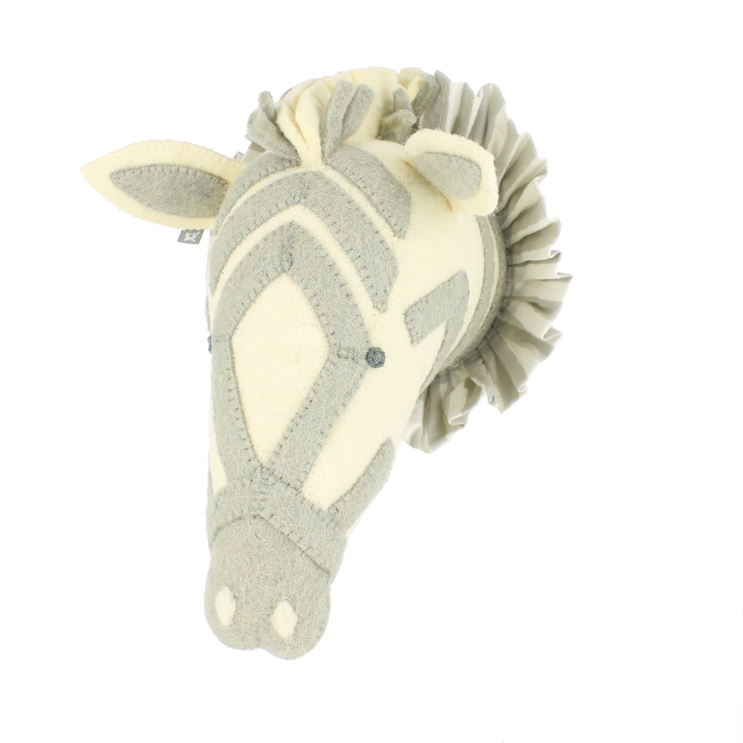 Zebra with Vintage Ruff Head Mini - Grey