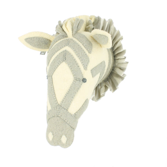 Zebra with Vintage Ruff Head Mini - Grey