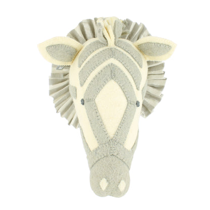 Zebra with Vintage Ruff Head Mini - Grey