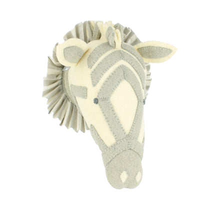 Zebra with Vintage Ruff Head Mini - Grey