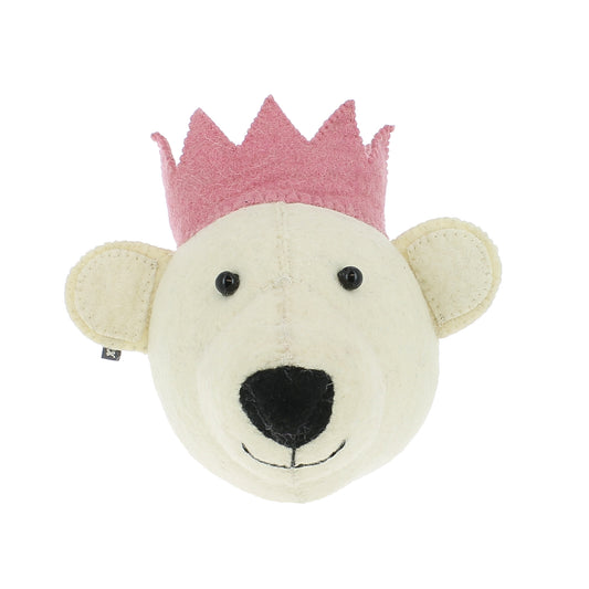Bear Head with Pink Crown - Mini