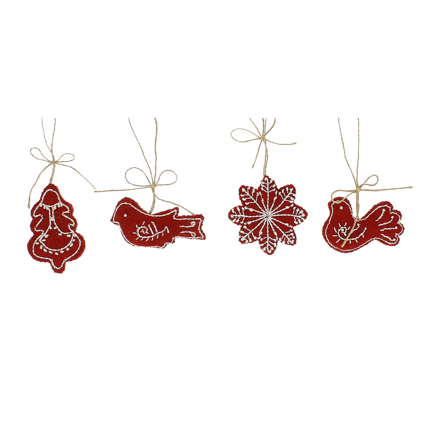 Gingerbread Hanging Decorations - Red - Set of 4