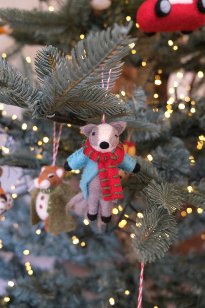 Festive Forest Badger Hanging Decoration