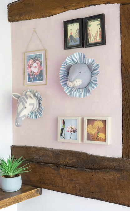 Zebra with Vintage Ruff Head Mini - Blue