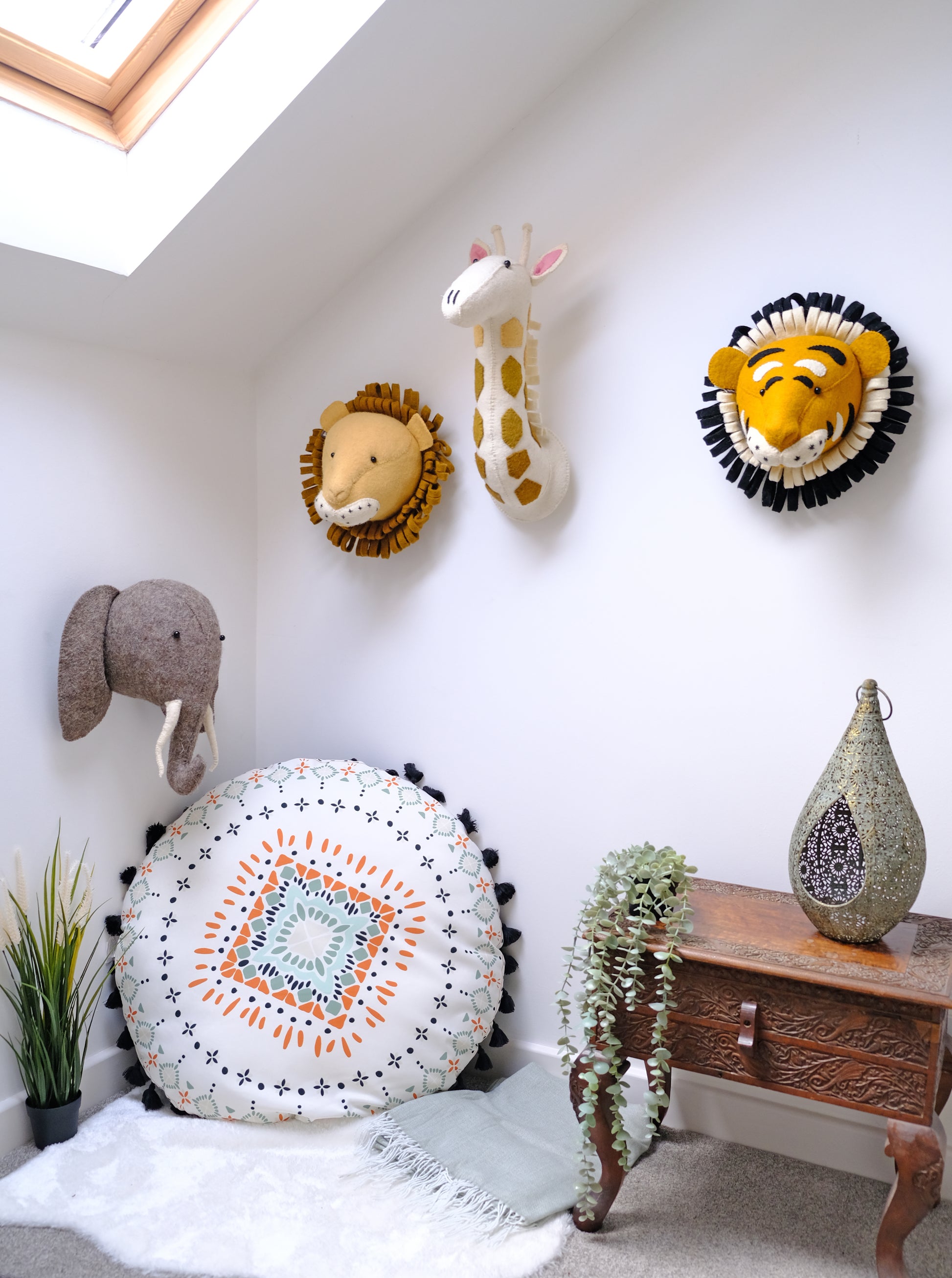 Elephant Head Wall Decoration with Trunk Up Medium Fiona