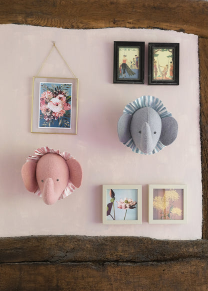 Elephant with Vintage Ruff Head Mini - Pink