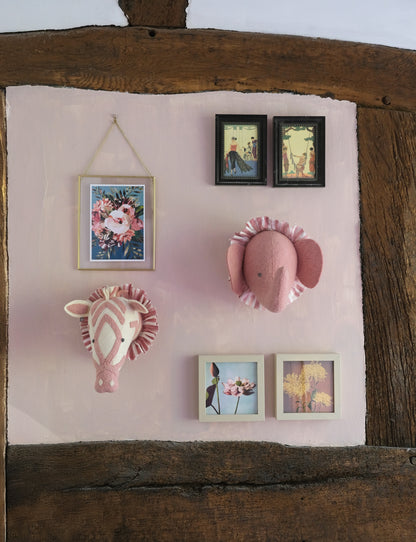 Zebra with Vintage Ruff Head Mini - Pink