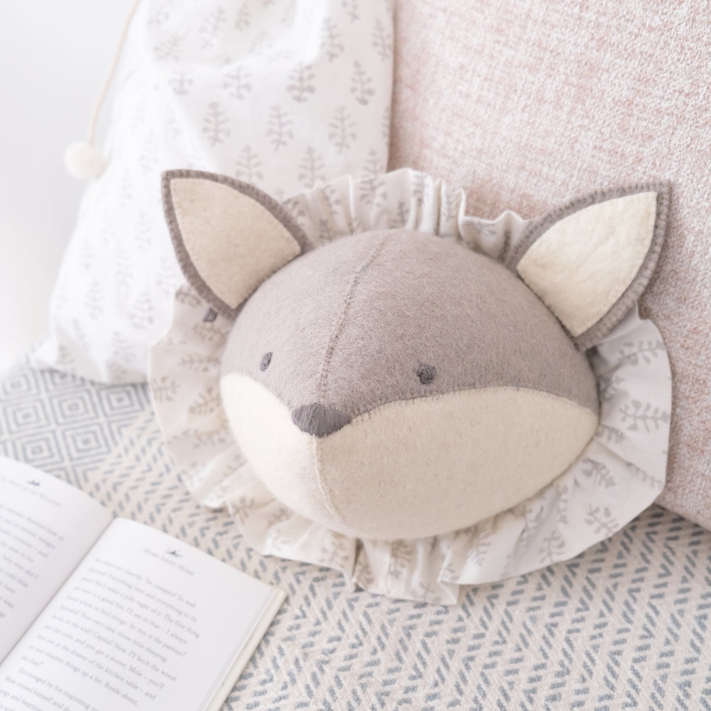 Baby Fox with Vintage Ruff Head Mini - Grey